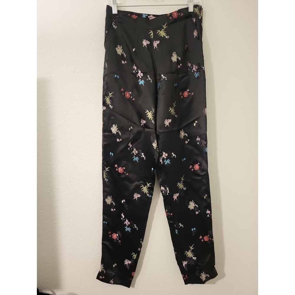 Silk Box Japanese Floral Wide Leg Pants Womens 8 High Rise Rayon Boho NWT